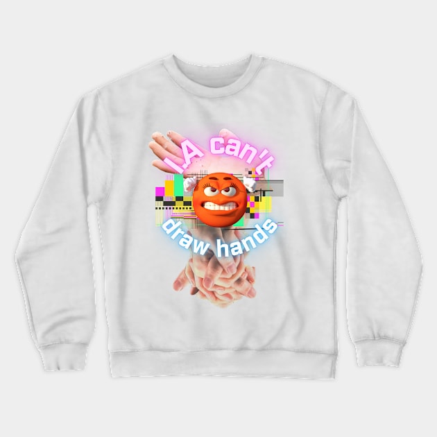 I.A. can't draw hands Crewneck Sweatshirt by Ametista Ilustrations